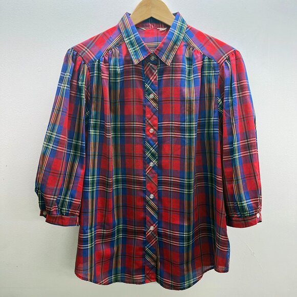 Vintage Plaid Blouse | 80s - Picture 4 of 8